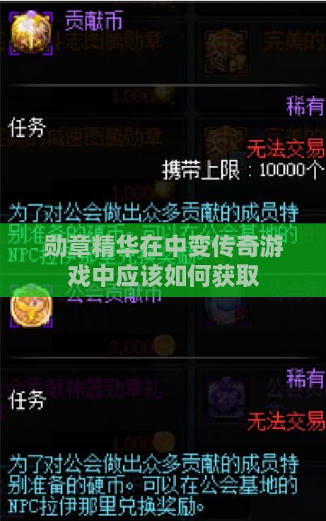 勋章精华在中变传奇游戏中应该如何获取